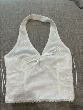 Pacsun White Lace Halter Crop Top